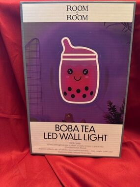 Room 2 Room Boba Tea LED Wall Light - Cute Kawaii Aesthetic Decor - Pink/Purple